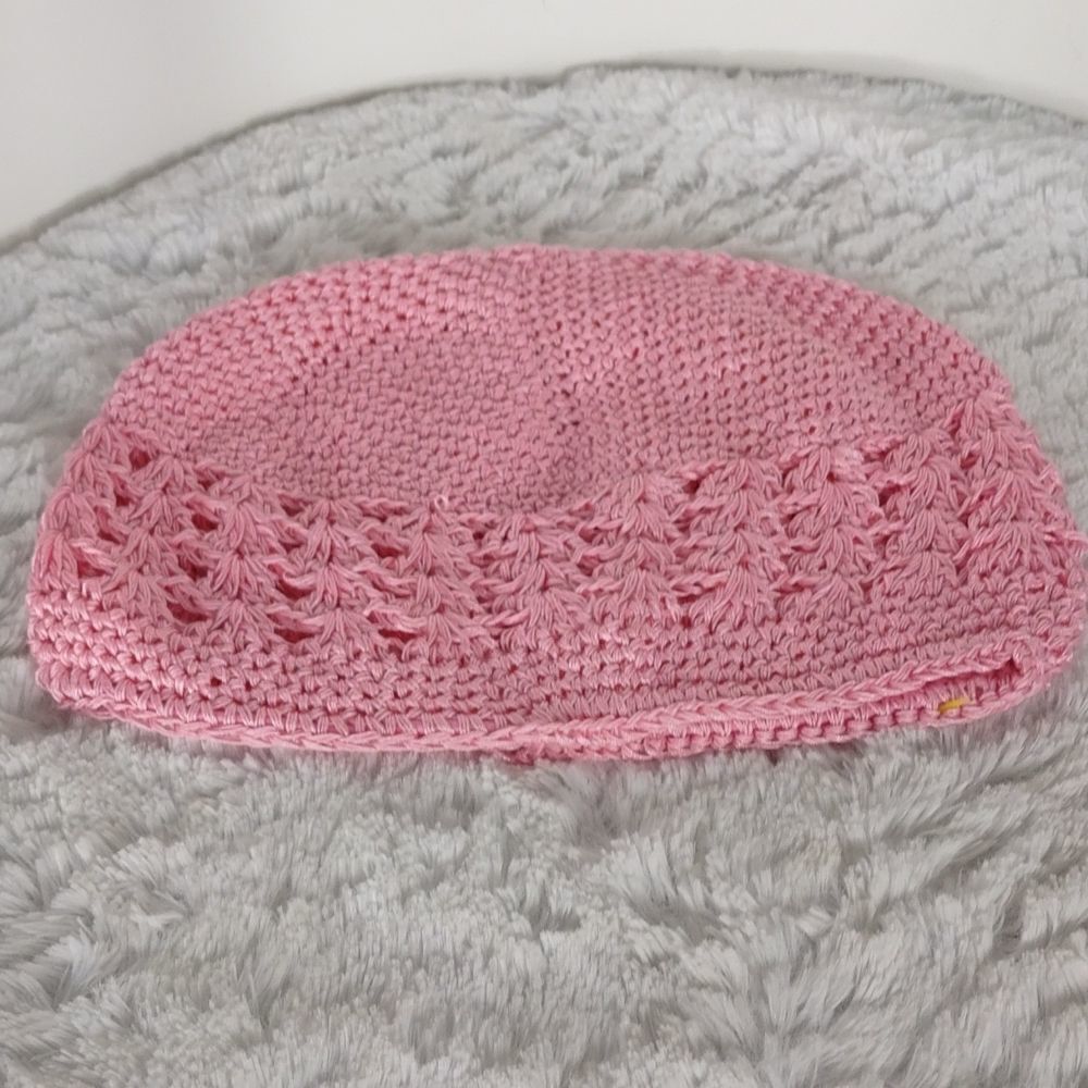 Handmade New Pink Crocheted Baby Beenie
